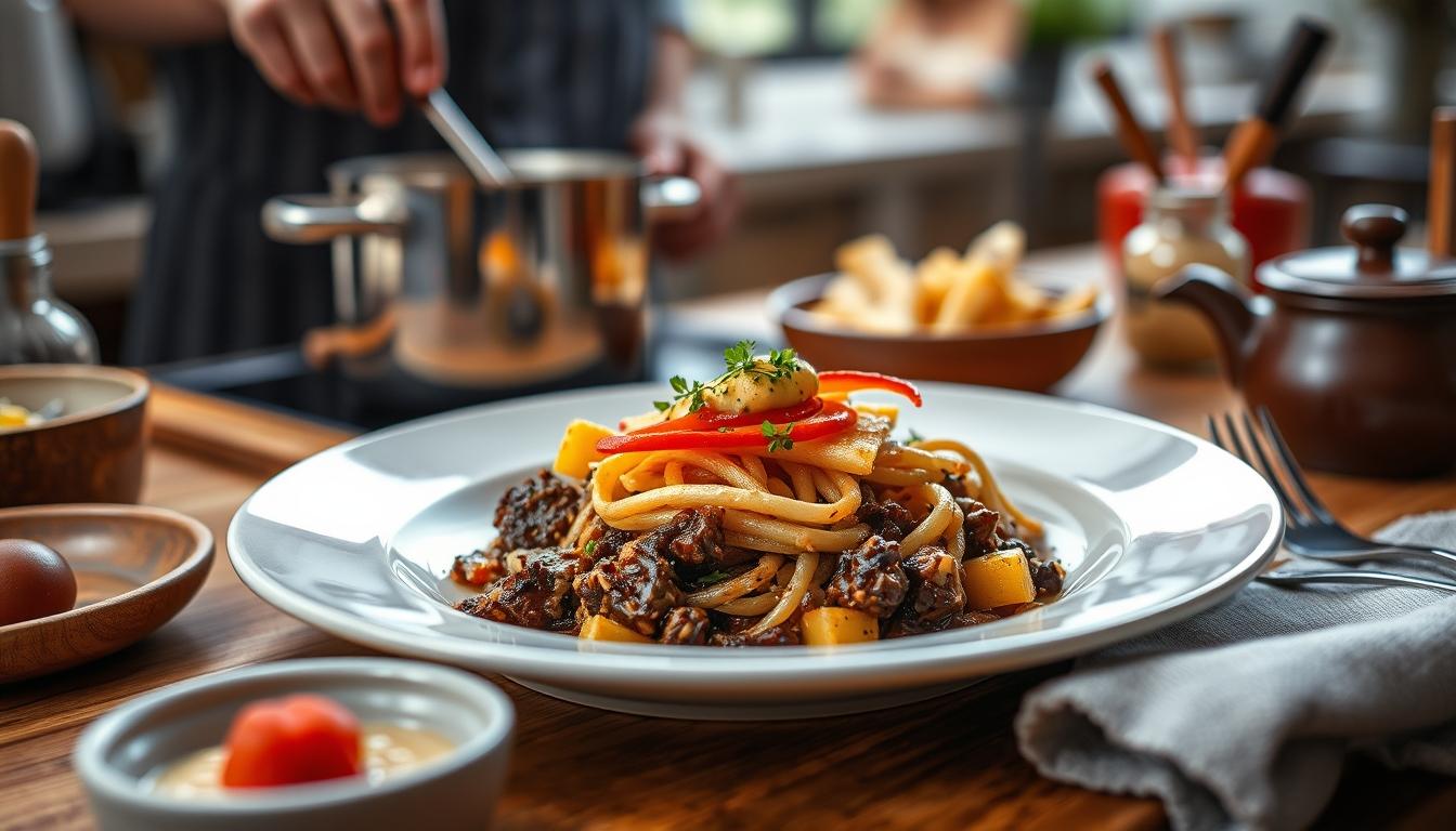 Seasonal meal prepared in a home kitchen