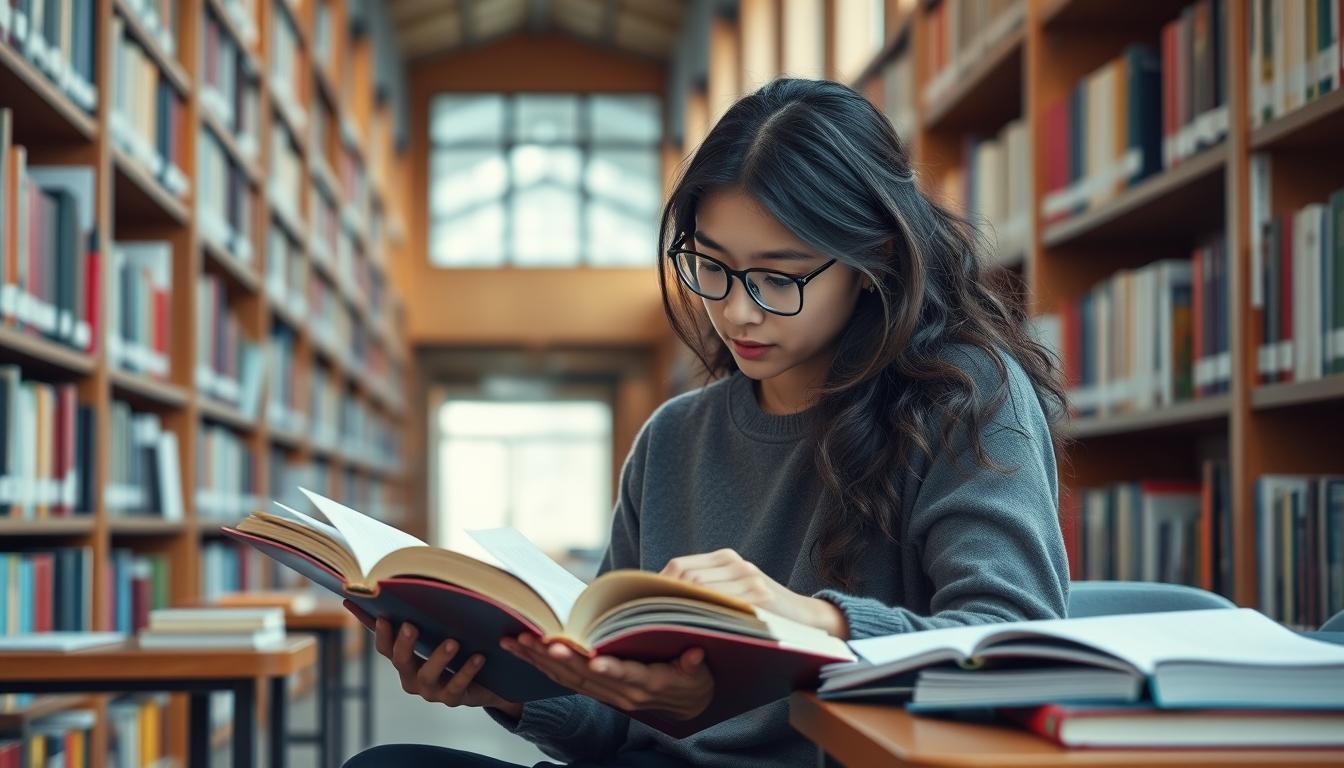 Student using learning strategies while studying